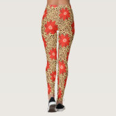 Exotic Luxus Leopard mit roter Blume Print Leggings (Rückseite)
