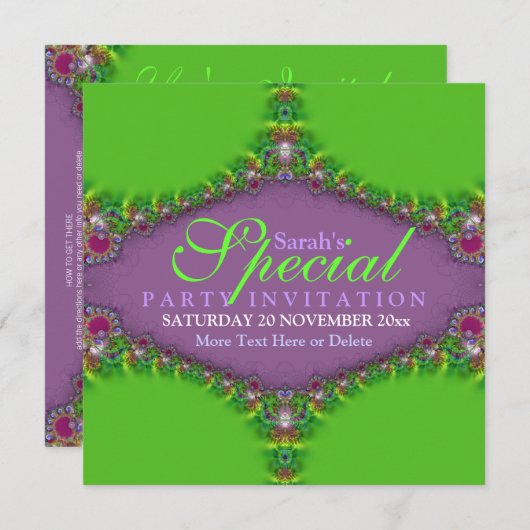 Exotic Magic Genie Fraktal Einladung (Vorne/Hinten)