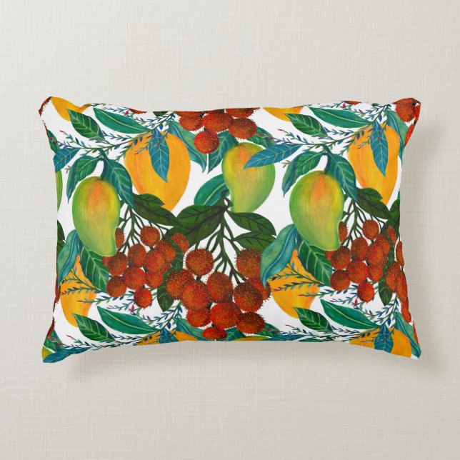 Exotic Mango: Sommer nahtlos Dekokissen (Vorderseite)
