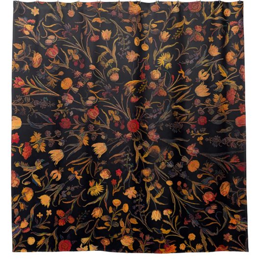 Exotic Mitternachtsblumengarten Duschvorhang (Vorderseite)