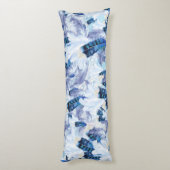 Exotic Mix Blue Bird Feder Print Seitenschläferkissen (Rückseite (Vertikal))