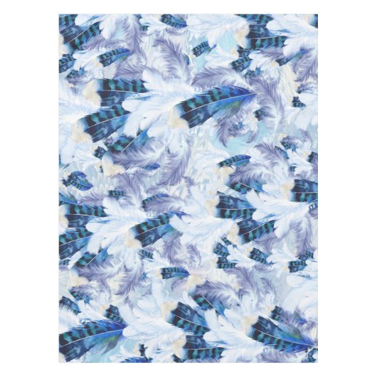 Exotic Mix Blue Bird Feder Print Tischdecke (Vorderseite)