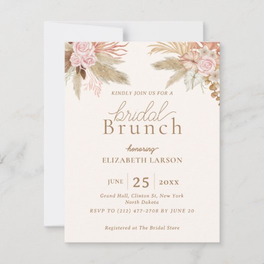 Exotic Modern Boho Tropical Bridal Brunch Einladung (Vorderseite)