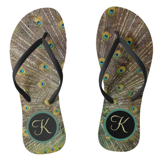 Exotic Monogram Peacock Flip Flops Badesandalen (Fußbett)