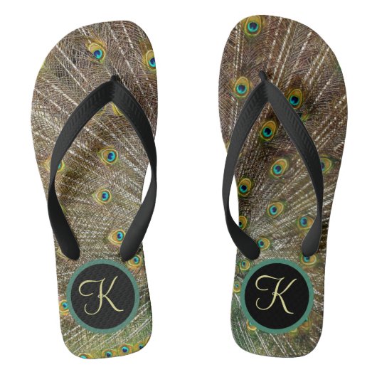 Exotic Monogram Peacock Flip Flops Badesandalen (Fußbett)