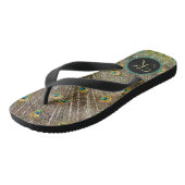 Exotic Monogram Peacock Flip Flops Badesandalen (Schrägansicht)