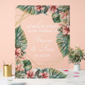 Exotic Monstera Botanical Florals Gold Wedding Acrylschild (Hochzeit)