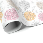 Exotic Monstera Line Zeichnend Kunst Geschenkpapier (Rolleneckpunkt)