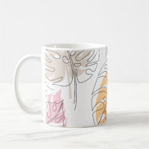 Exotic Monstera Line Zeichnend Kunst Kaffeetasse