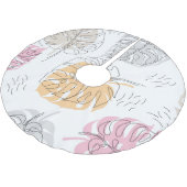 Exotic Monstera Line Zeichnend Kunst Polyester Weihnachtsbaumdecke (Schrägansicht)