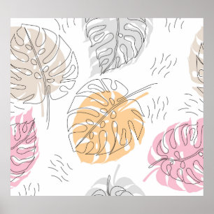 Exotic Monstera Line Zeichnend Kunst Poster