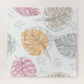 Exotic Monstera Line Zeichnend Kunst Puzzle (Horizontal)