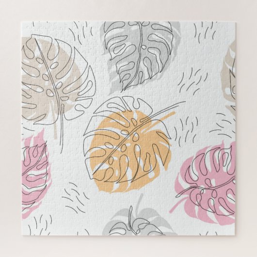 Exotic Monstera Line Zeichnend Kunst Puzzle (Vertikal)