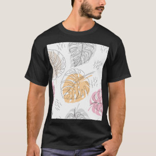 Exotic Monstera Line Zeichnend Kunst T-Shirt