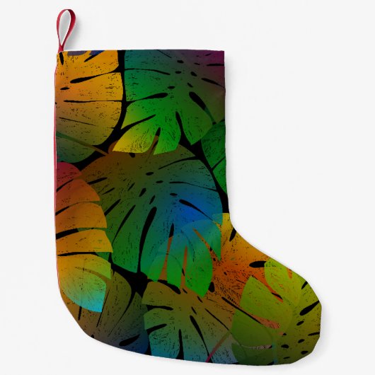 Exotic Monstera: Palm Verlasse Vintag Kleiner Weihnachtsstrumpf (Vorderseite)