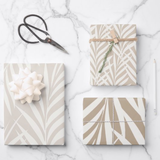 Exotic Palm Blätter Pastel Cappuccino Muster (Vorderseite)