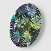 Exotic Palm Blätter Wasserfarbe Große Wanduhr (Winkel)