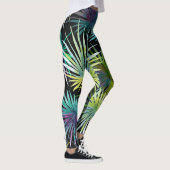 Exotic Palm Blätter Wasserfarbe Leggings (Rechts)