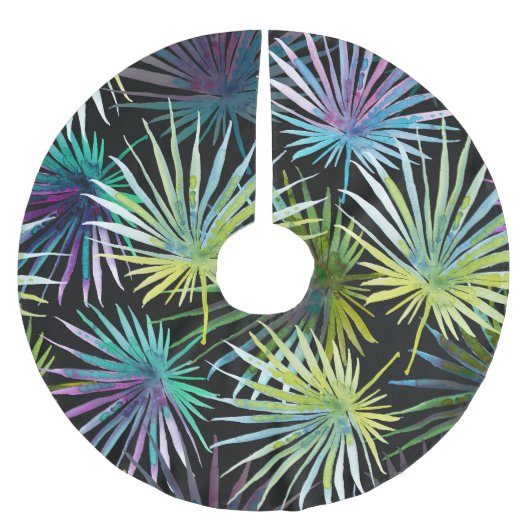 Exotic Palm Blätter Wasserfarbe Polyester Weihnachtsbaumdecke (Vorderseite)