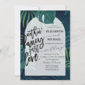 Exotic Palm Blätter Wedding Einladung (Vorderseite)