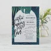 Exotic Palm Blätter Wedding Einladung (Stehend Vorderseite)