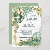 Exotic Palm Tree Summer Beach Bloral Wedding Einladung (Vorne/Hinten)