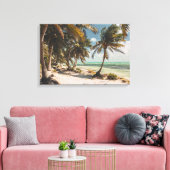 Exotic Palm Trees Turquoise Sea White Sand Beach Leinwanddruck (Insitu (Wohnzimmer))