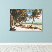 Exotic Palm Trees Turquoise Sea White Sand Beach Leinwanddruck (Insitu (Holzboden))