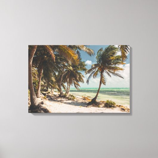 Exotic Palm Trees Turquoise Sea White Sand Beach Leinwanddruck (Vorderseite)