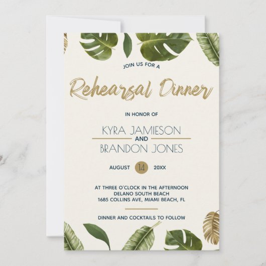 Exotic Paradise Probe Dinner Einladung (Vorderseite)