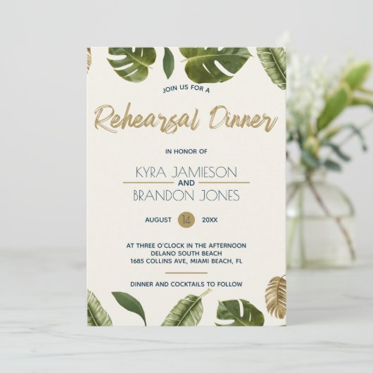 Exotic Paradise Probe Dinner Einladung (Stehend Vorderseite)