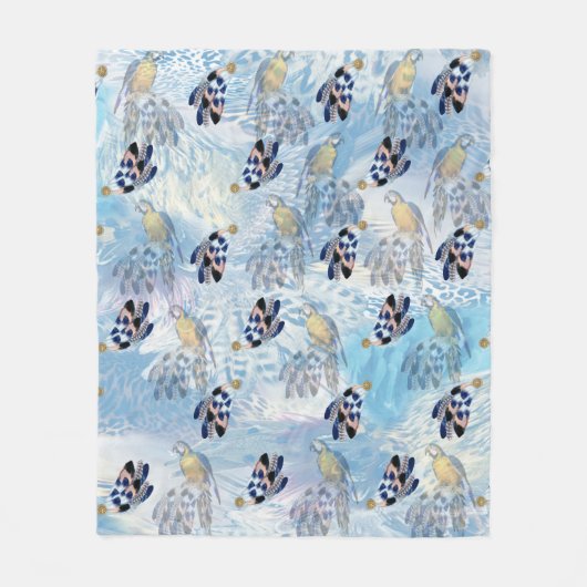 Exotic-Parrot-Bird-Tone-Feathers Fleecedecke (Vorderseite)
