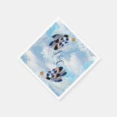 Exotic-Parrot Blauer Ton Federn Party Dekoration Serviette (Ecke)