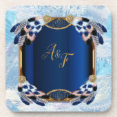 Exotic-Parrot Blue Feathers Untersetzer (Vorderseite)