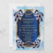 Exotic-Parrot Blue Feathers Verlobung Einladung (Vorderseite)