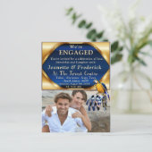 Exotic-Parrot Blue Feathers Verlobung Einladungspostkarte (Stehend Vorderseite)