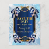 Exotic-Parrot Blue-Federn Speichern Sie die Daten Ankündigungspostkarte (Vorderseite)