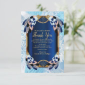 Exotic-Parrot Blue Tönfedern Danke, Card RSVP Karte (Stehend Vorderseite)