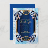 Exotic-Parrot Blue Tönfedern Danke, Card RSVP Karte (Vorne/Hinten)