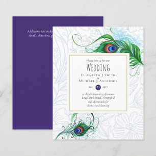 Exotic PEACOCK Feather Wedding Einladungs-HAUSHALT