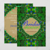 Exotic Peacock Green Blue Bridal Dusche Einladung (Vorne/Hinten)