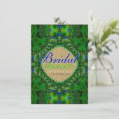 Exotic Peacock Green Blue Bridal Dusche Einladung (Stehend Vorderseite)