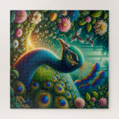 Exotic Peacock Rainforest Majestät Design Puzzle (Horizontal)