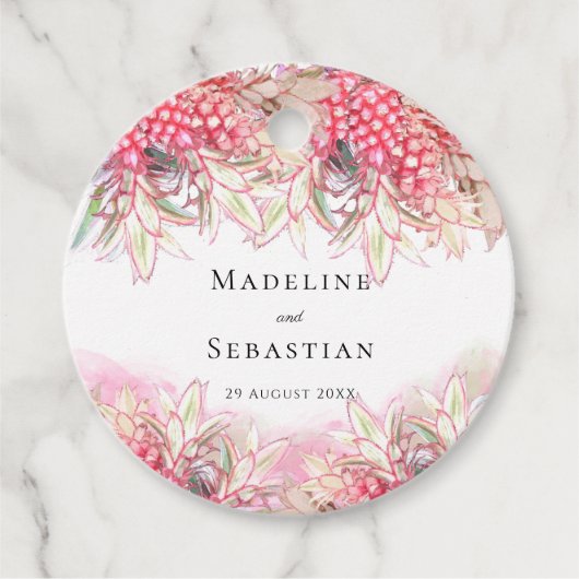 Exotic Pink Ananas Blush Wedding Danke Geschenkanhänger (Vorderseite)