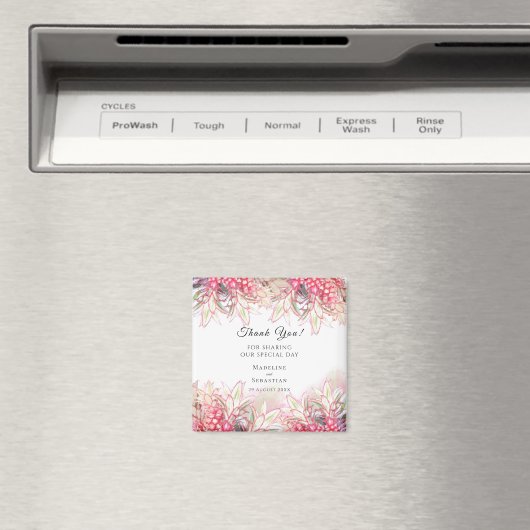 Exotic Pink Ananas Blush Wedding Danke Magnet (In Situ (Geschirrspüler))