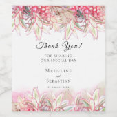Exotic Pink Ananas Blush Wedding Danke Weinetikett (Einzelnes Label)