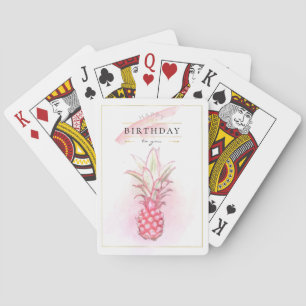 Exotic Pink Ananas Watercolor Geburtstagskunst Spielkarten