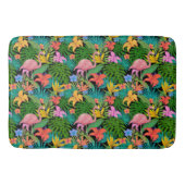 Exotic Pink Flamingo Tropical Blume Foliage Badematte (Vorderseite)