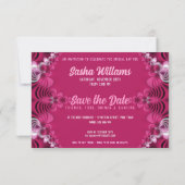 Exotic Pink Fraktal Lace Special Party Einladung (Rückseite)