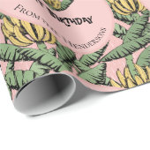 Exotic Pink Go Bananen Happy Birthday Dschungel Geschenkpapier (Rolleneckpunkt)